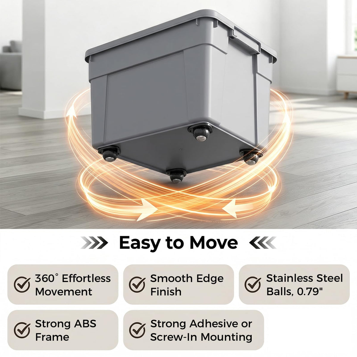 Black 4pcs Self Adhesive Caster Wheels N207