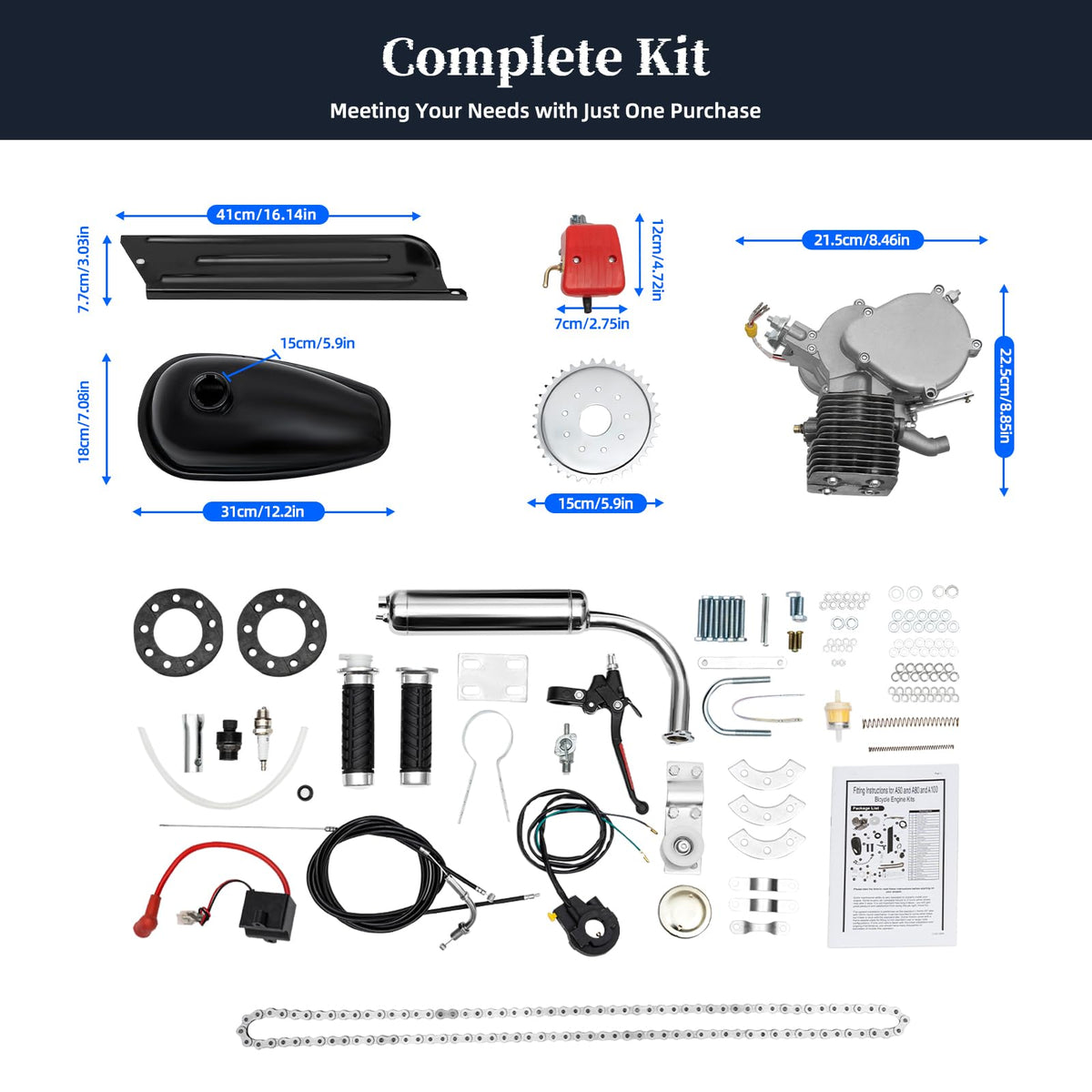 100CC 2 Stroke Bicycle Engine Kit with Air-cooling System F856323