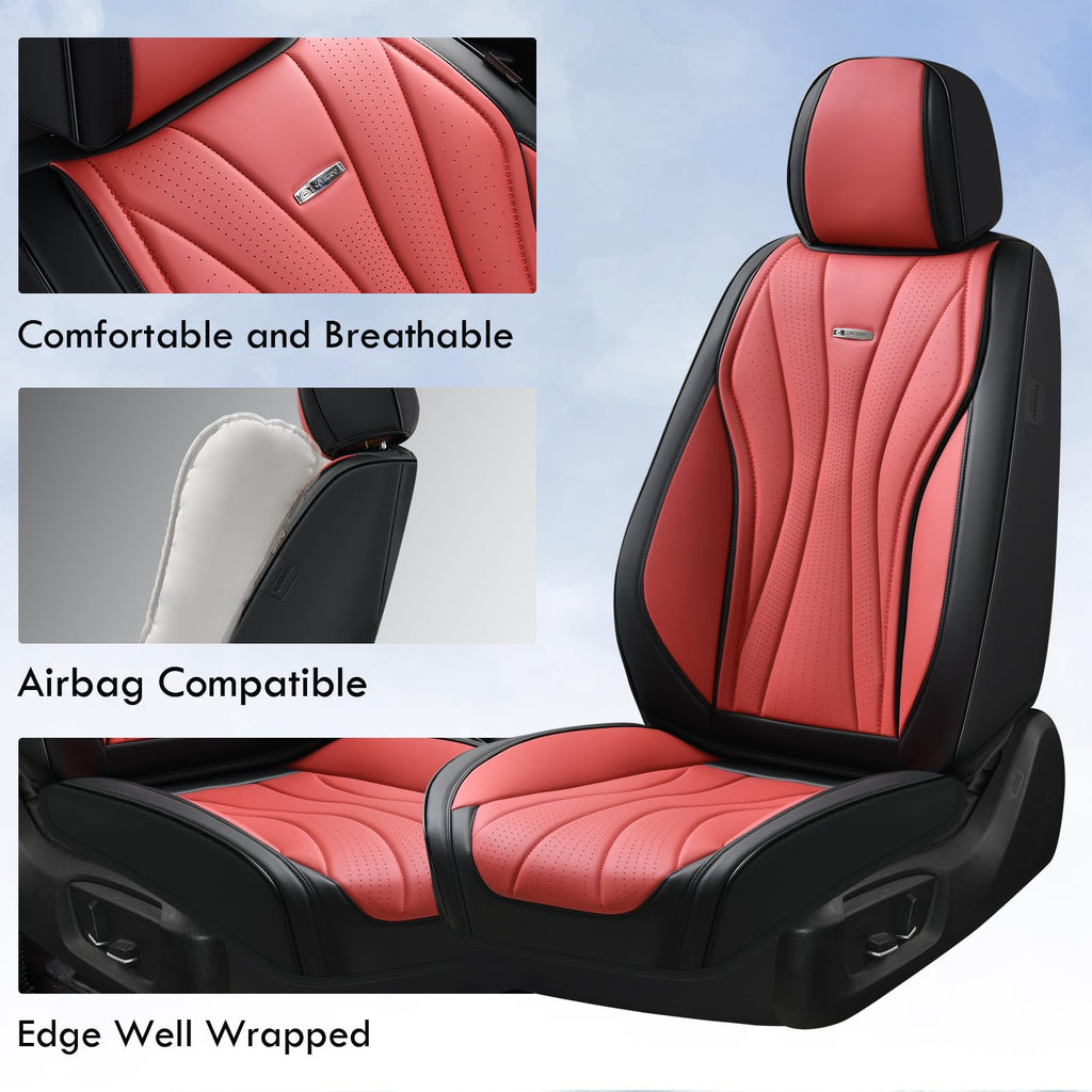 Black Red 2 Pack Leather Car Seat Covers M1839