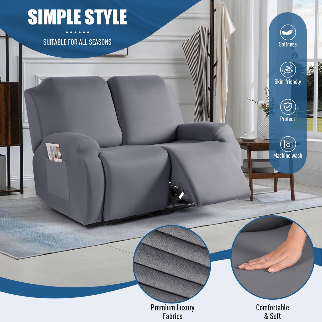2 Piece Polyester Stretch Recliner Loveseat Slipcover M193256