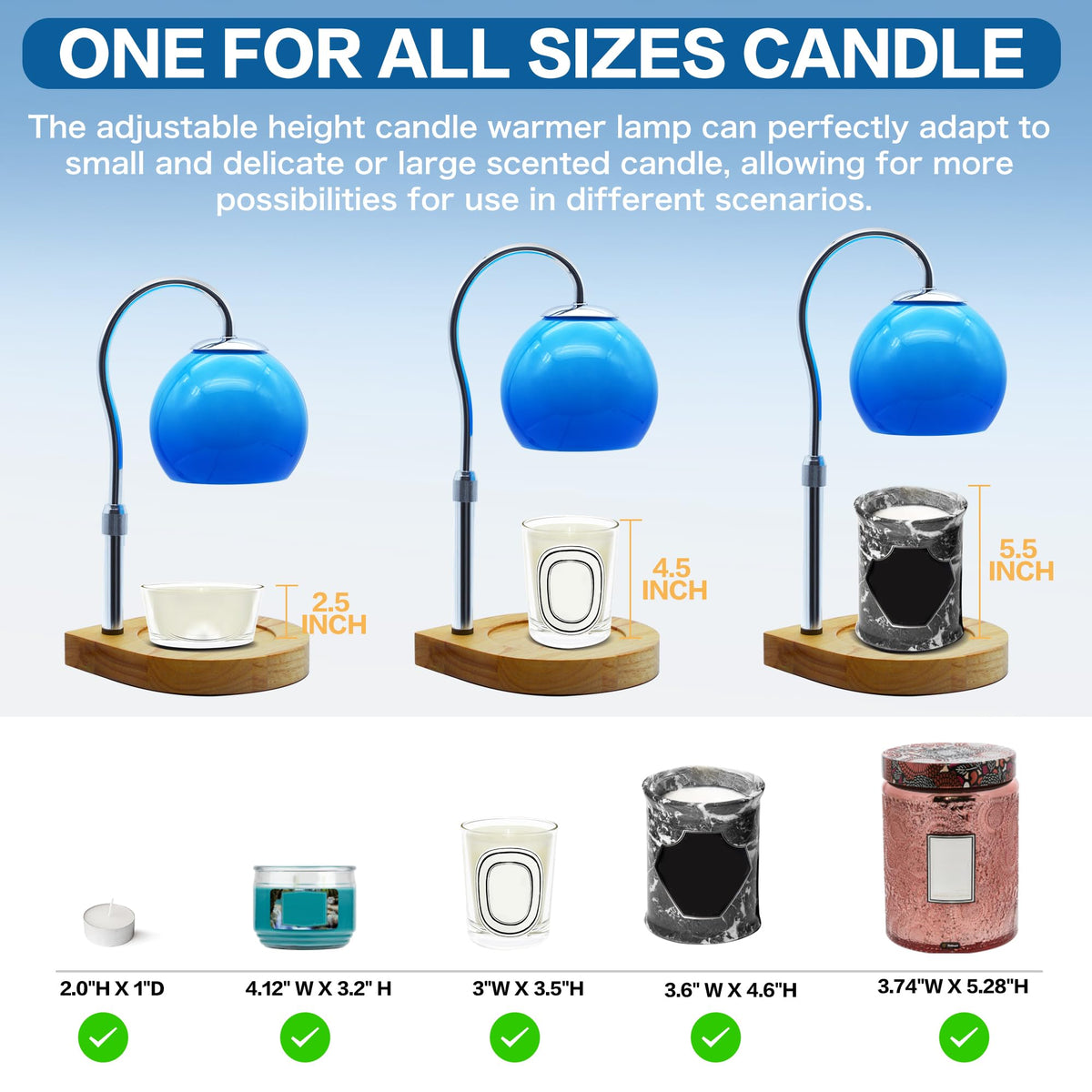 Candle Warmer Lamp with Timer and Adjustable Height B93072