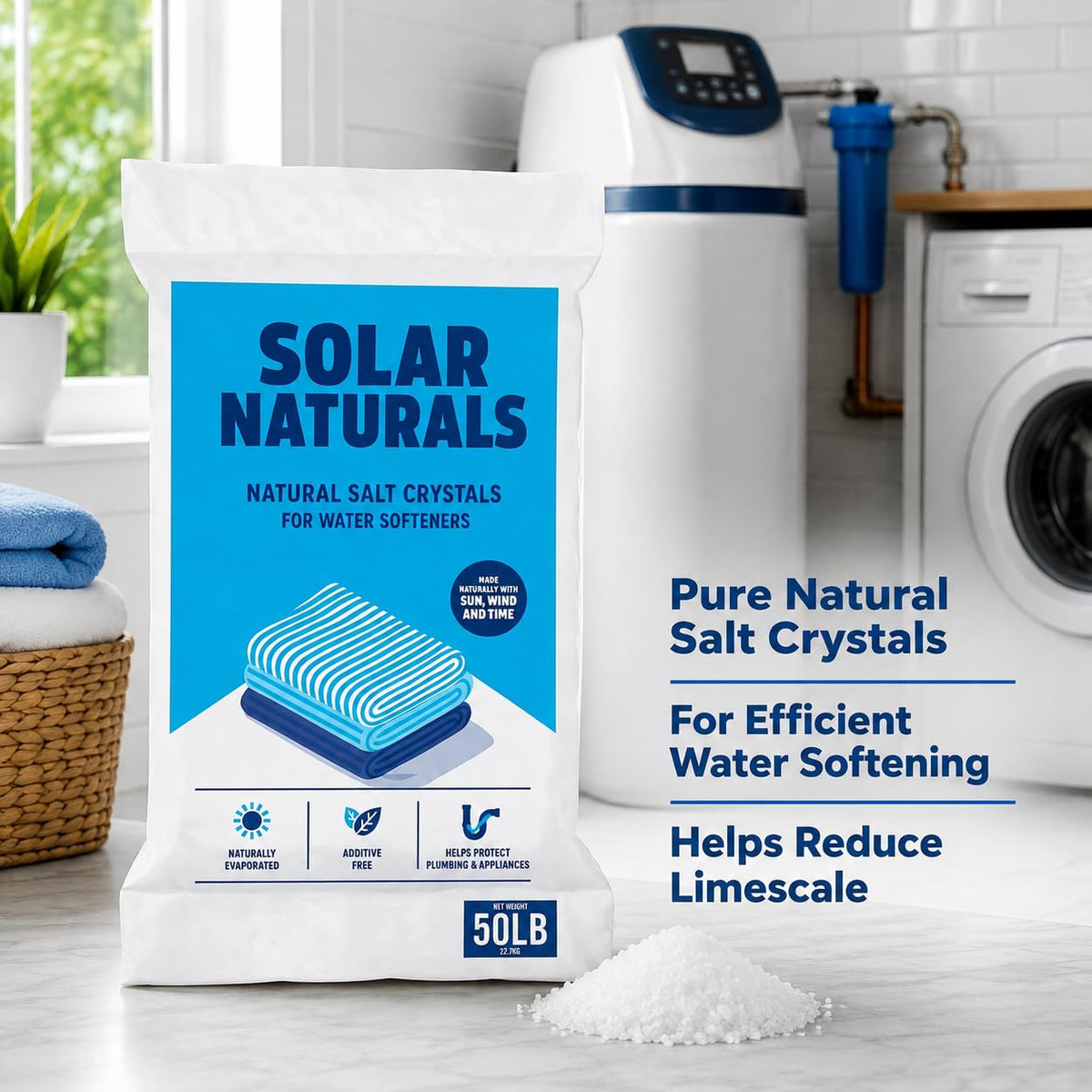 Natural Salt Crystals for Water Softeners, 50 lb S1898
