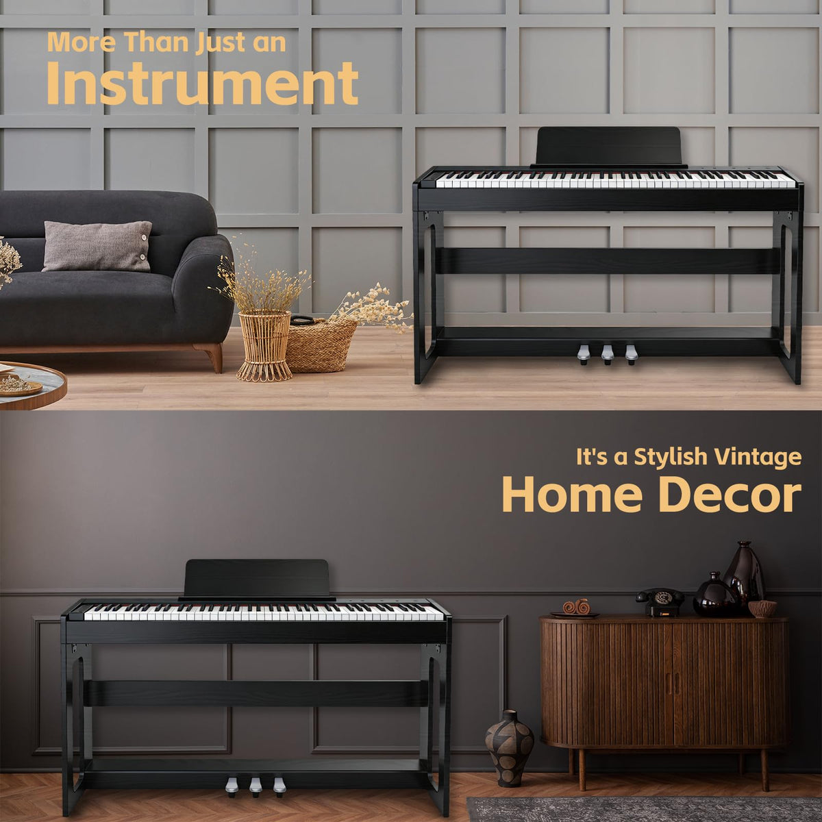 88 Key Weighted Digital Piano with Furniture Stand and Triple Pedal X93791