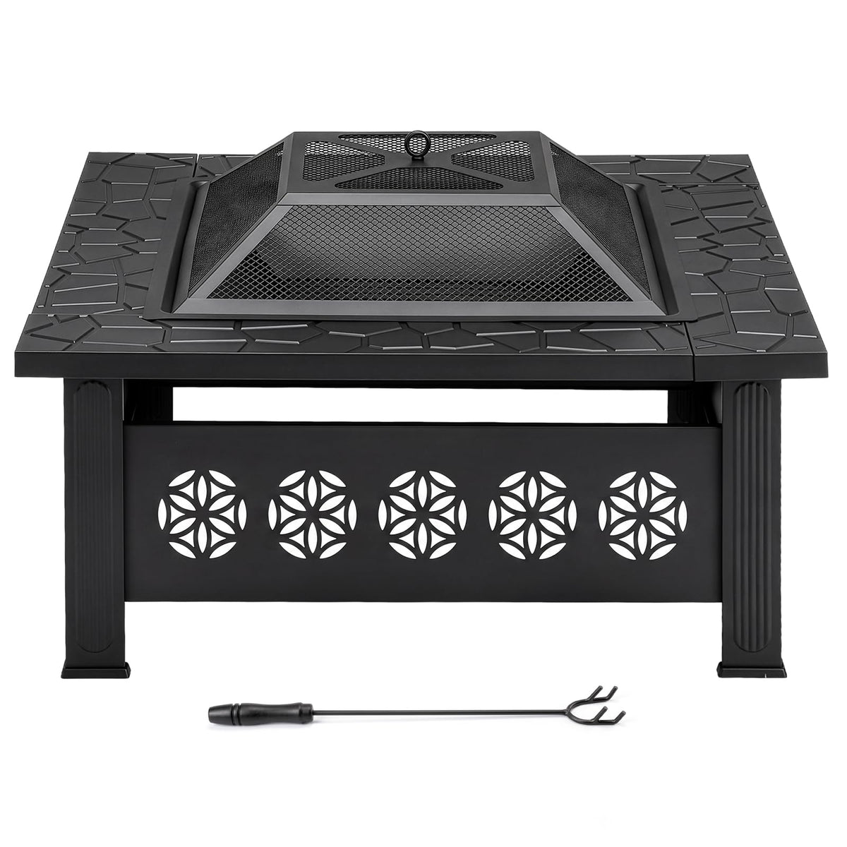 32 Inch Square Wood Burning Fire Pit Table E53769