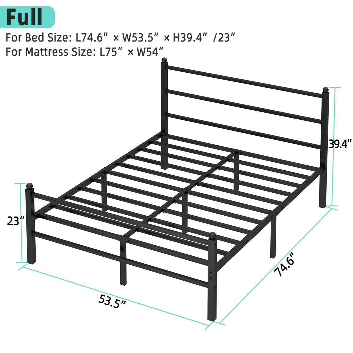 Black Full Size Bed Frame W7856
