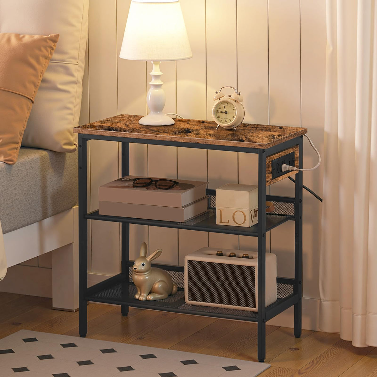 3-Tier Narrow End Table with Charging Station Z330715