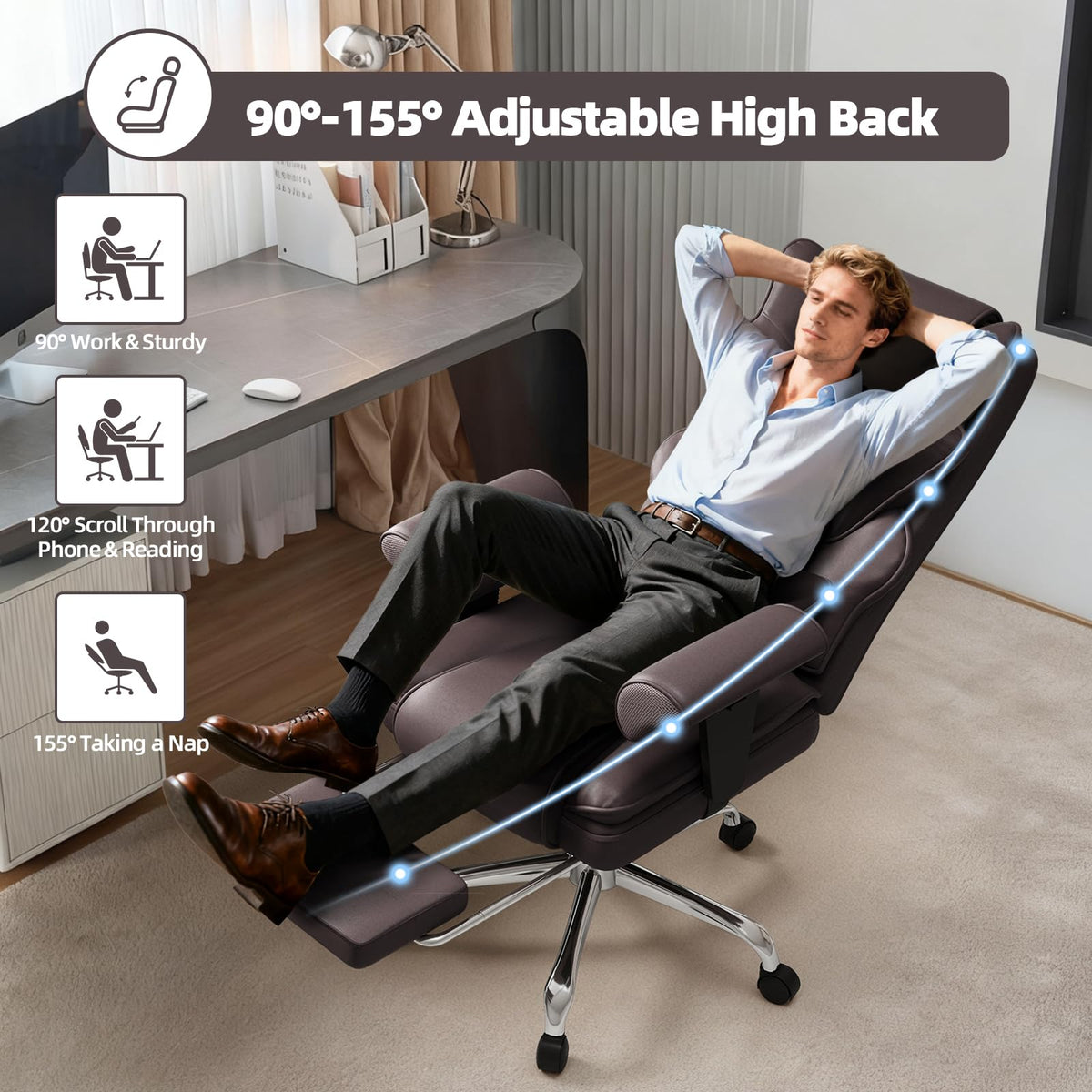 Brown Heated Massage Office Chair with Footrest E886