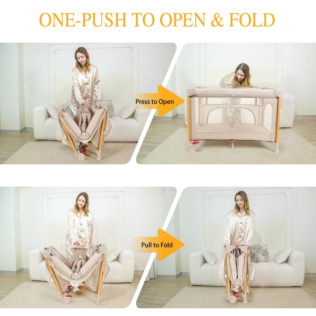 5-in-1 Foldable Baby Bassinet Playpen B9308