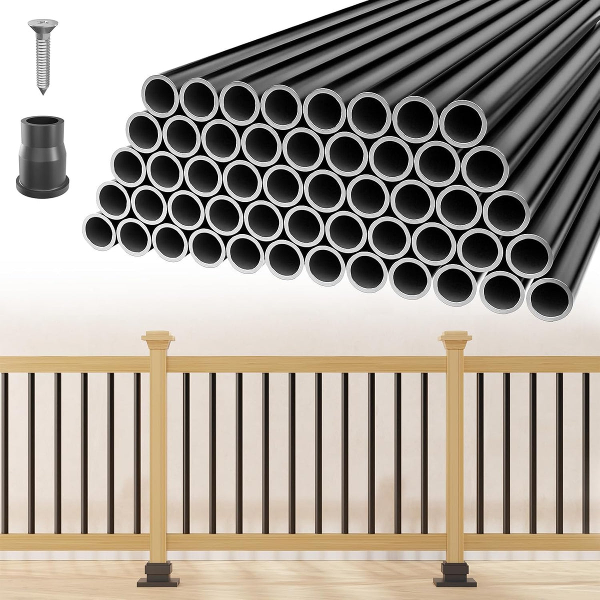 100 Pack 26" Black Aluminum Deck Balusters T94293