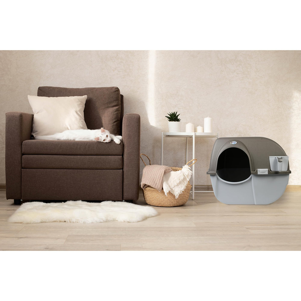Self Cleaning Litter Box Regular Size Grey O3882