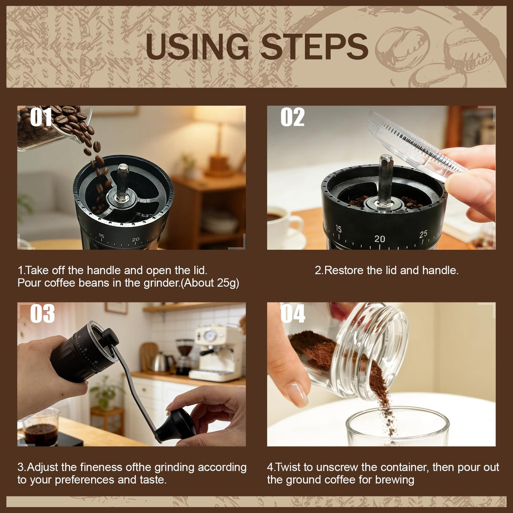 Manual Coffee Grinder with 40 Adjustable Settings, 30g Capacity I675