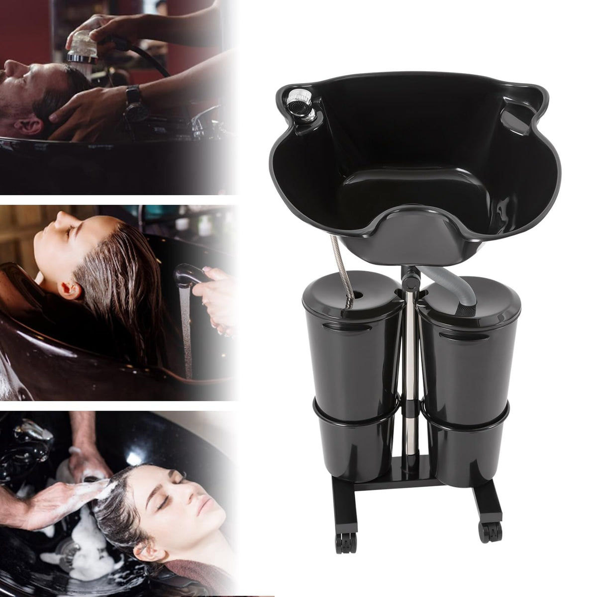 Portable Shampoo Sink with Electric Pump and Adjustable Height S453
