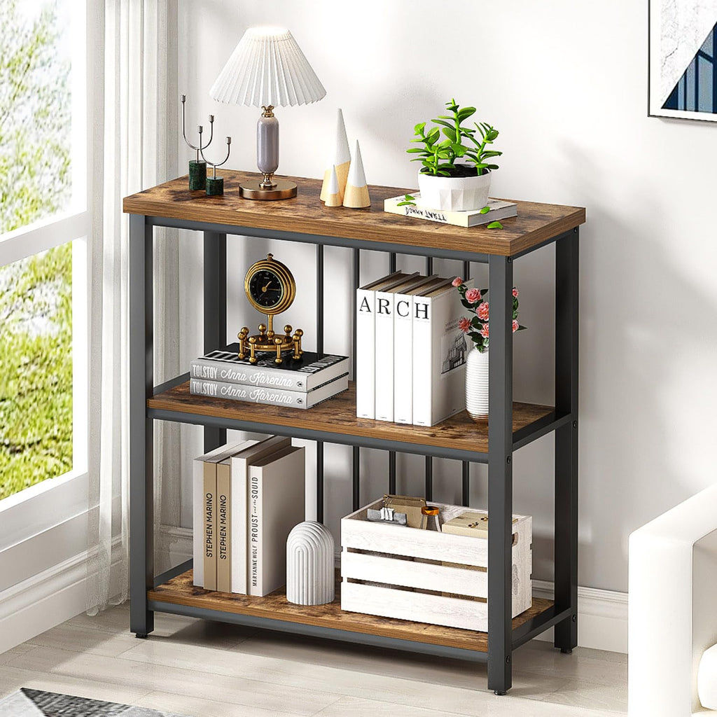3 Tier Wood and Metal Bookshelf V4868