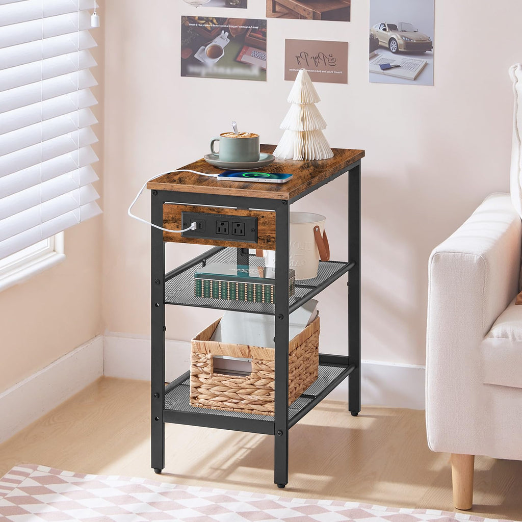 3-Tier Narrow End Table with Charging Station Z330715