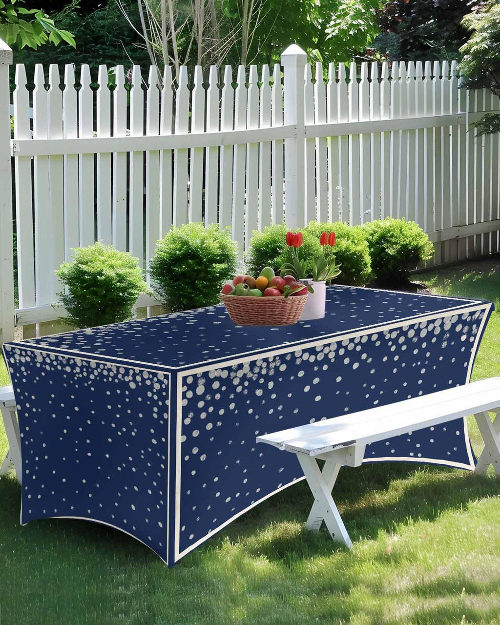 Silver Speckle Spandex Table Cloth for 6FT F31081