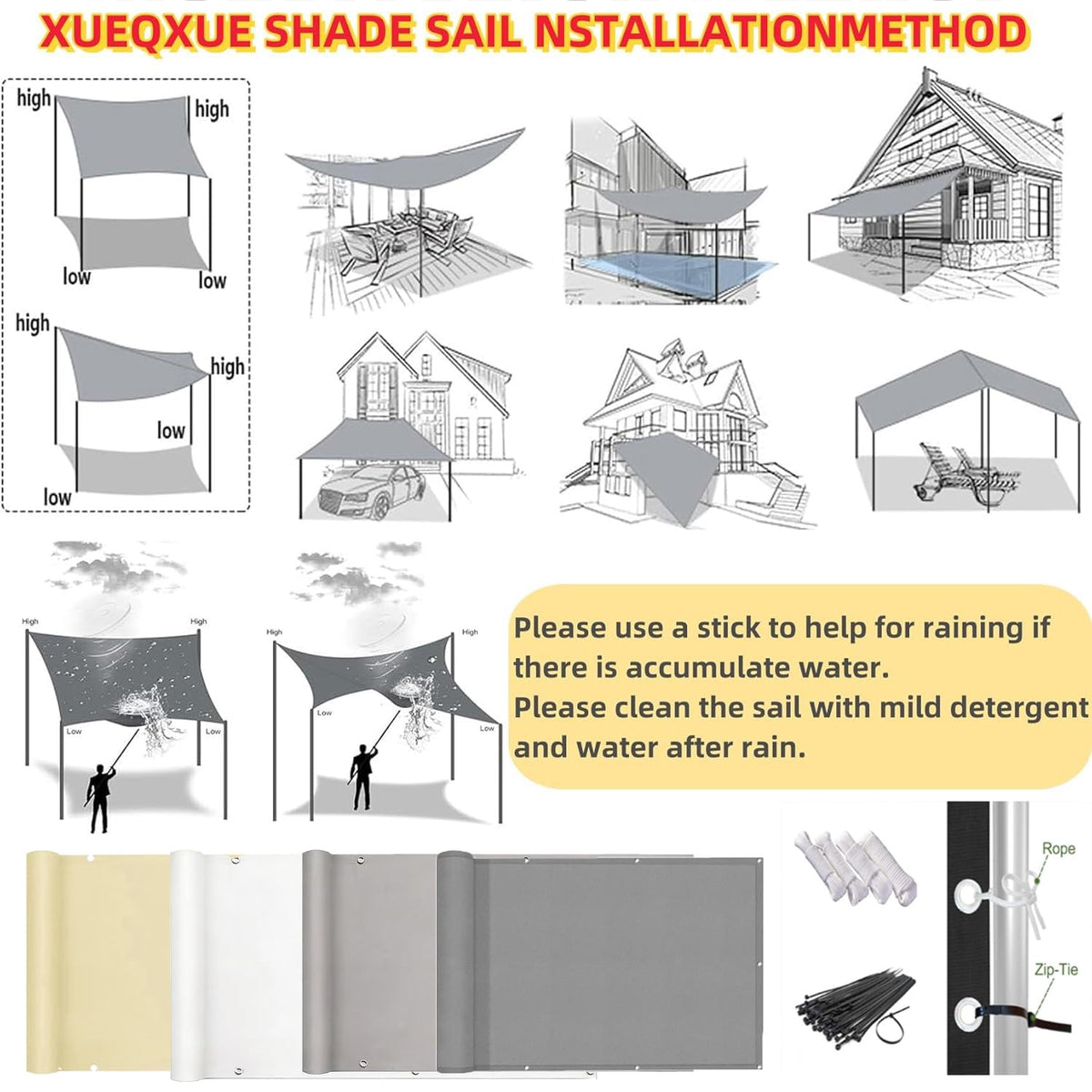 Light Gray 3.3′x3.3′ Waterproof UV Resistant Privacy Screen Z98006