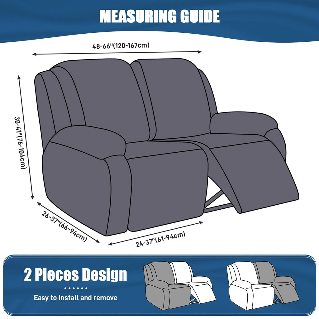 2 Piece Polyester Stretch Recliner Loveseat Slipcover M193256