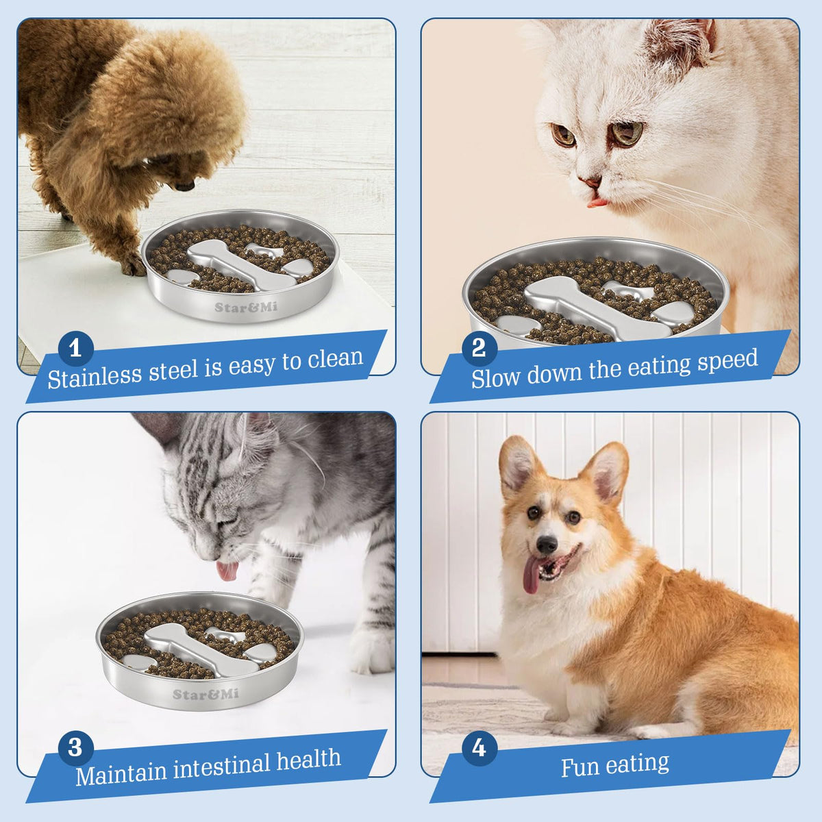 Stainless Steel Non-Slip Slow Feeder Dog Bowl C349978