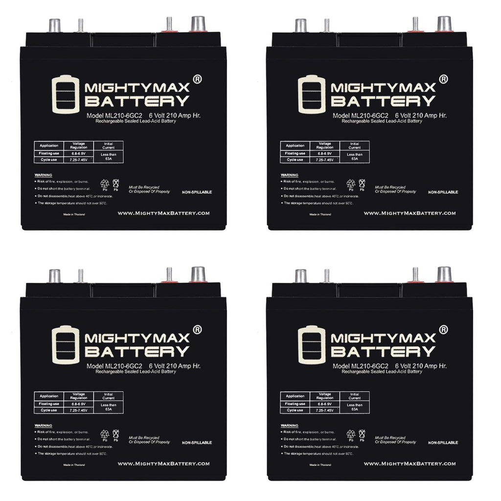 6V 210AH Dual Terminal SLA Replacement Battery 4 Pack T136