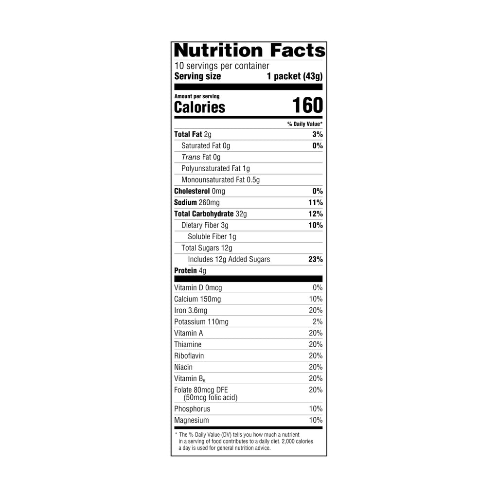 Maple & Brown Sugar Instant Oatmeal, 15.1 Oz, 10 Ct E347