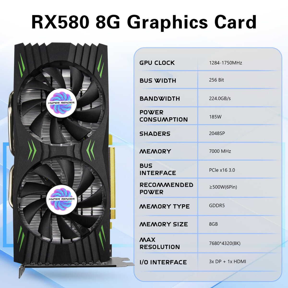 RX 580 8GB GDDR5 256 Bit Graphics Card Y6836