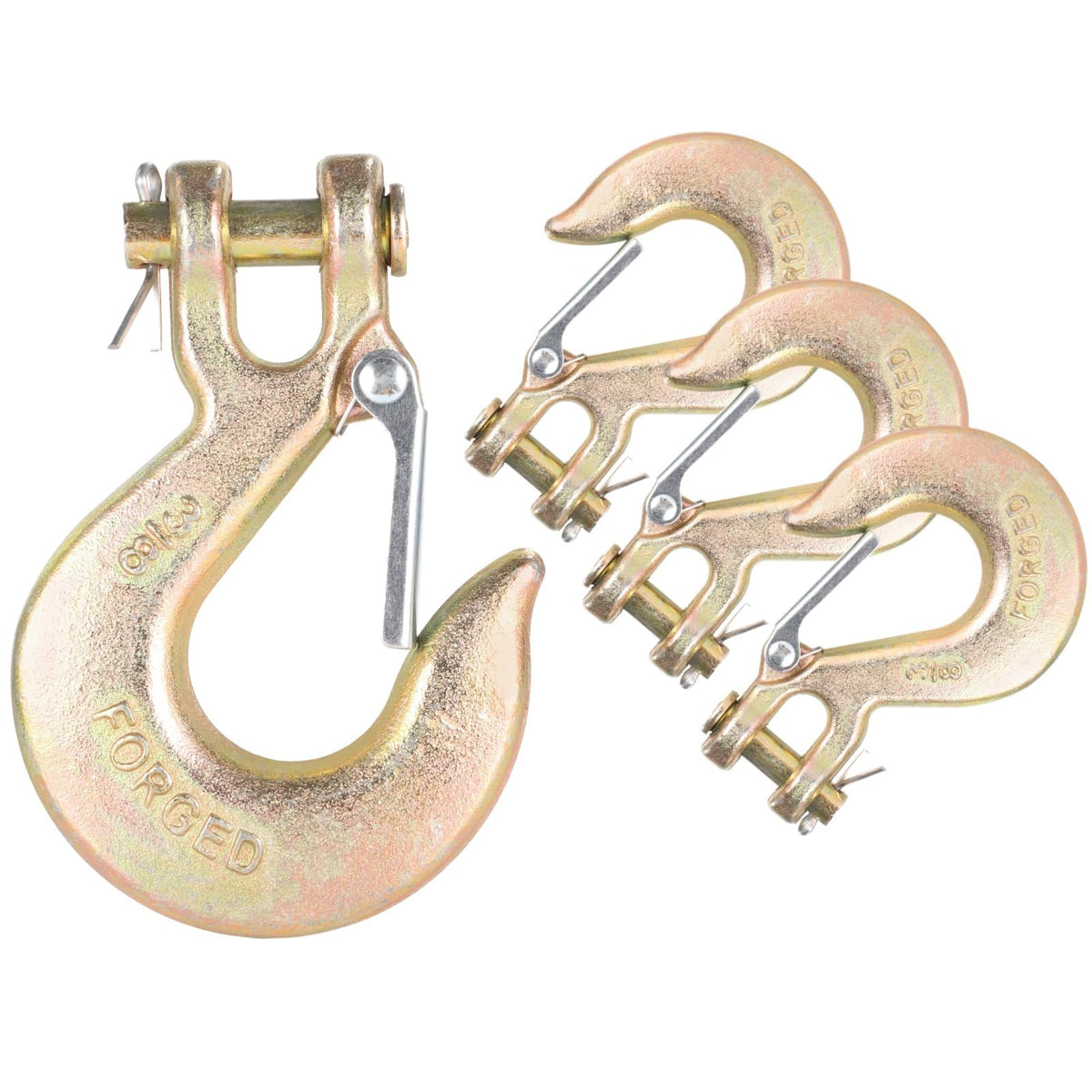 4-Pack 3/8 Forged Clevis Slip Hooks with Safety Latch I3421