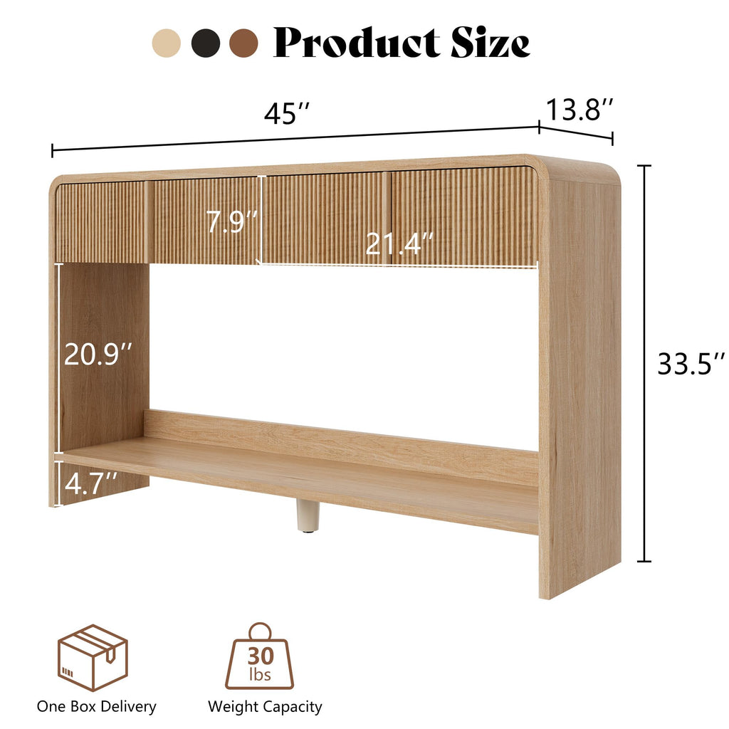 45" Fluted Console Table with 2 Drawers and Open Shelf P6997