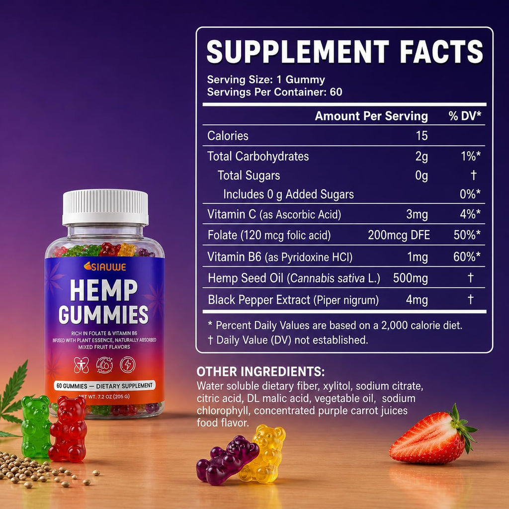 Sugar Free Hemp Gummies 60 Count E126