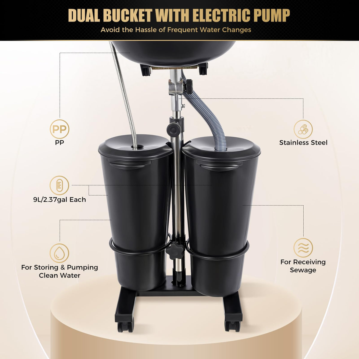 Portable Standing Shampoo Bowl with Drain Hose W8100