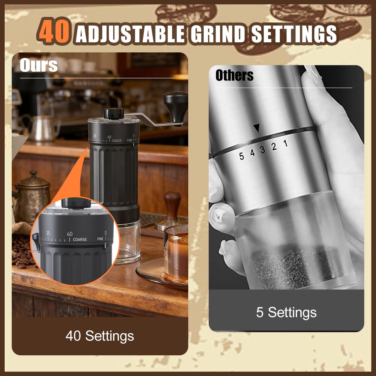 Manual Coffee Grinder with 40 Adjustable Settings, 30g Capacity I675