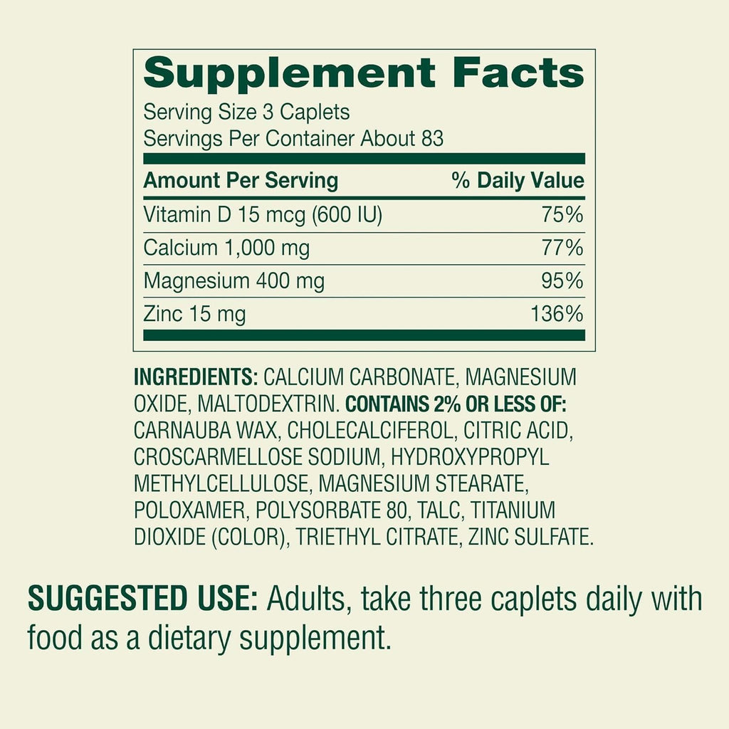Calcium Magnesium Zinc with Vitamin D3 250 Caplets P70178
