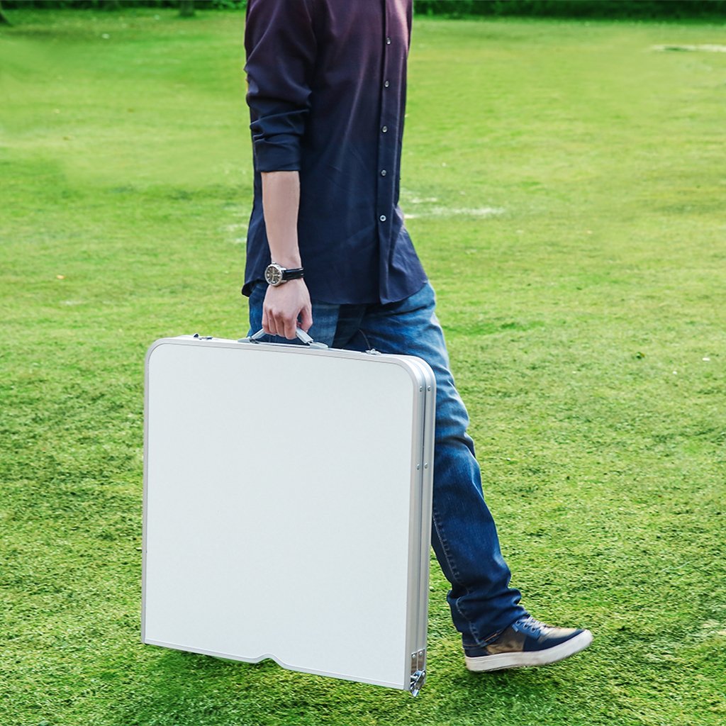 Portable Folding Table White 4 Adjustable Heights K39930