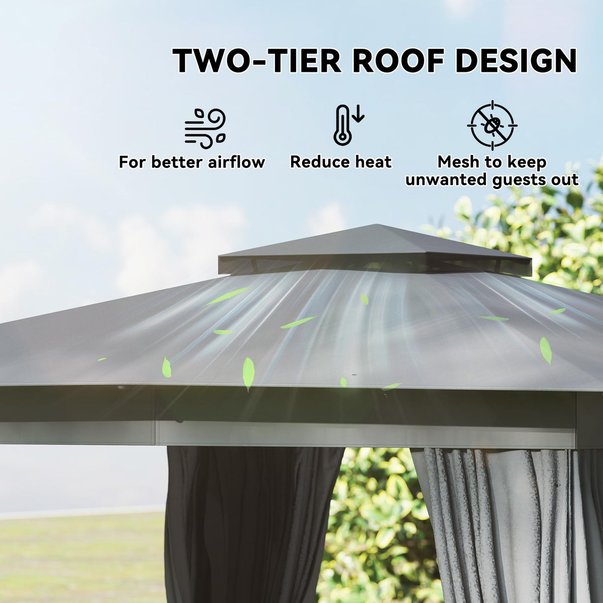 10' x 12' Dark Gray Outdoor Patio Gazebo L871356
