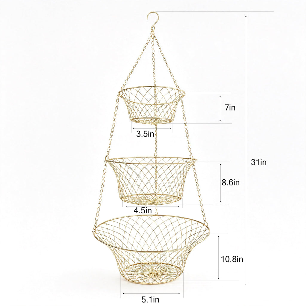 3-Tier Copper Hanging Basket U61822