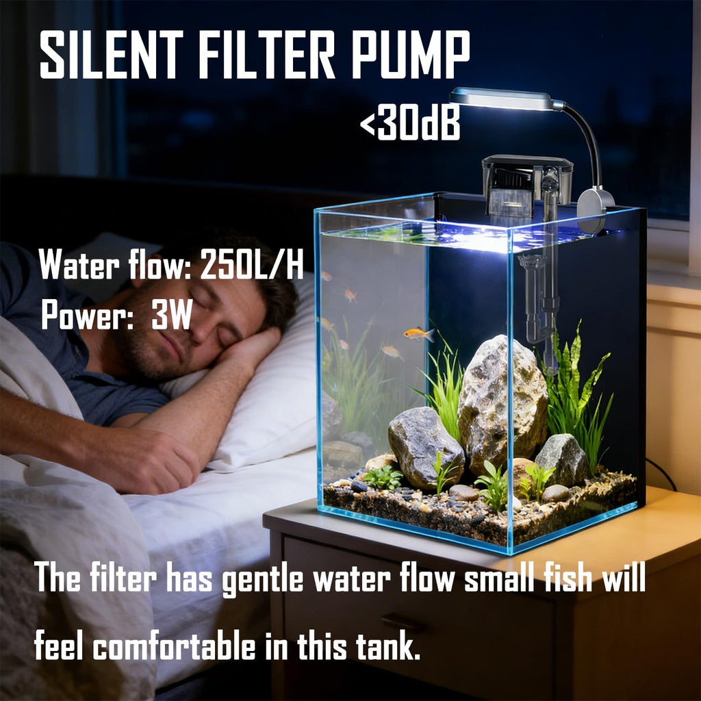 1.5 Gallon Glass Aquarium Starter Kit with Filter and LED Light O175595