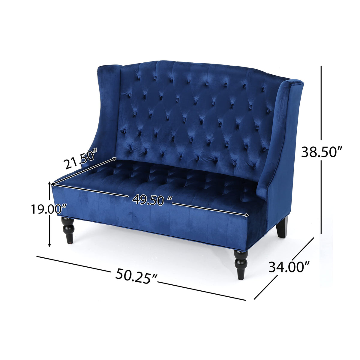 Navy Blue Tufted Velvet Wingback Loveseat X251448