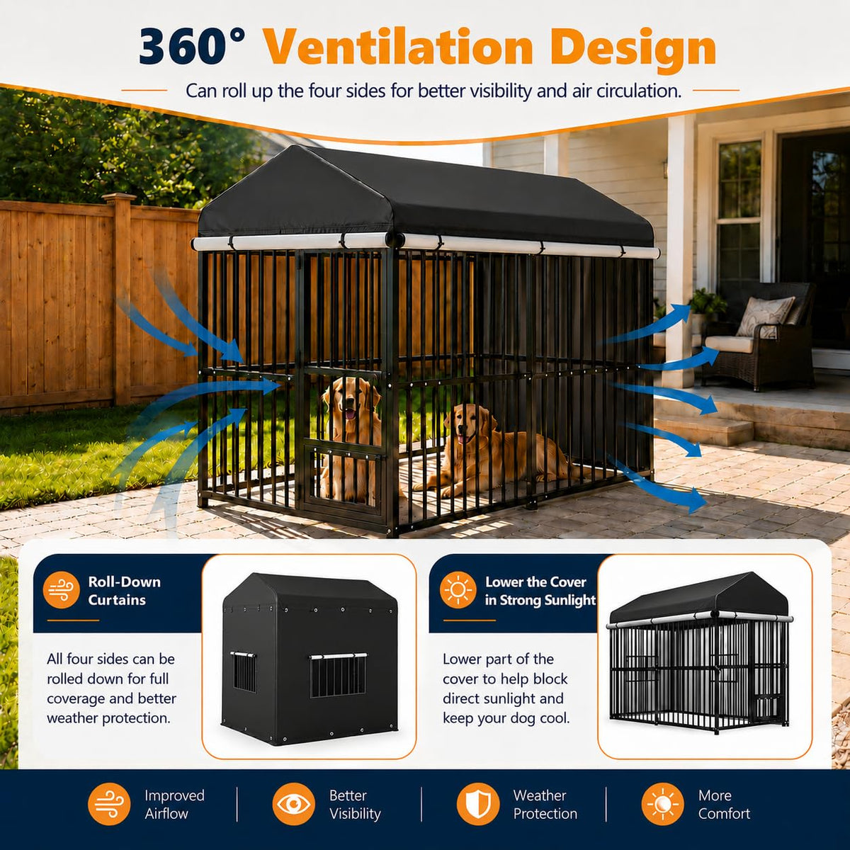 Heavy Duty Outdoor Dog Kennel with Cover S95940