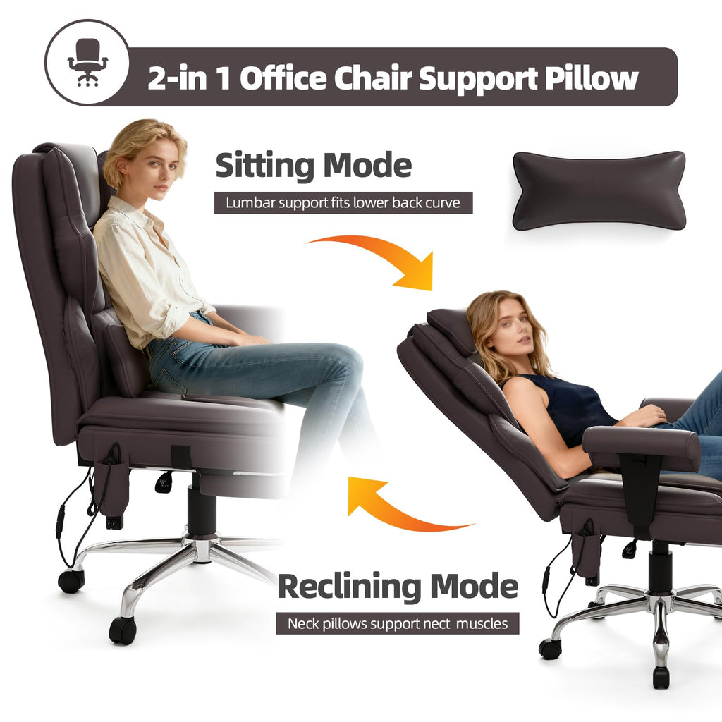 Brown Heated Massage Office Chair with Footrest E886