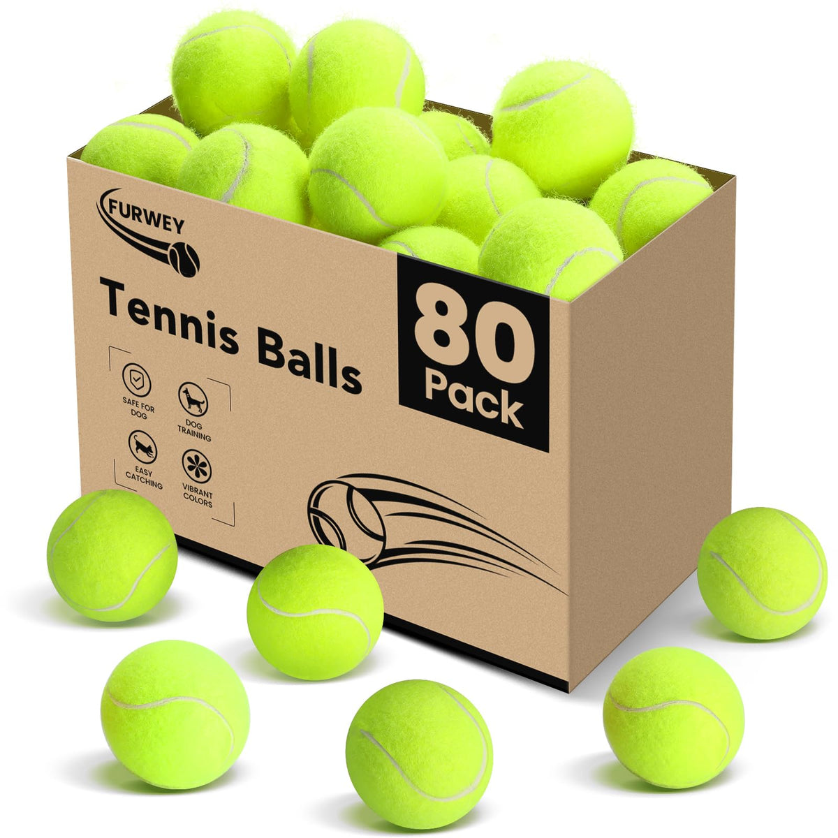 Tennis Ball 6/12/24/36/40/80 Pack Training Balls C46676