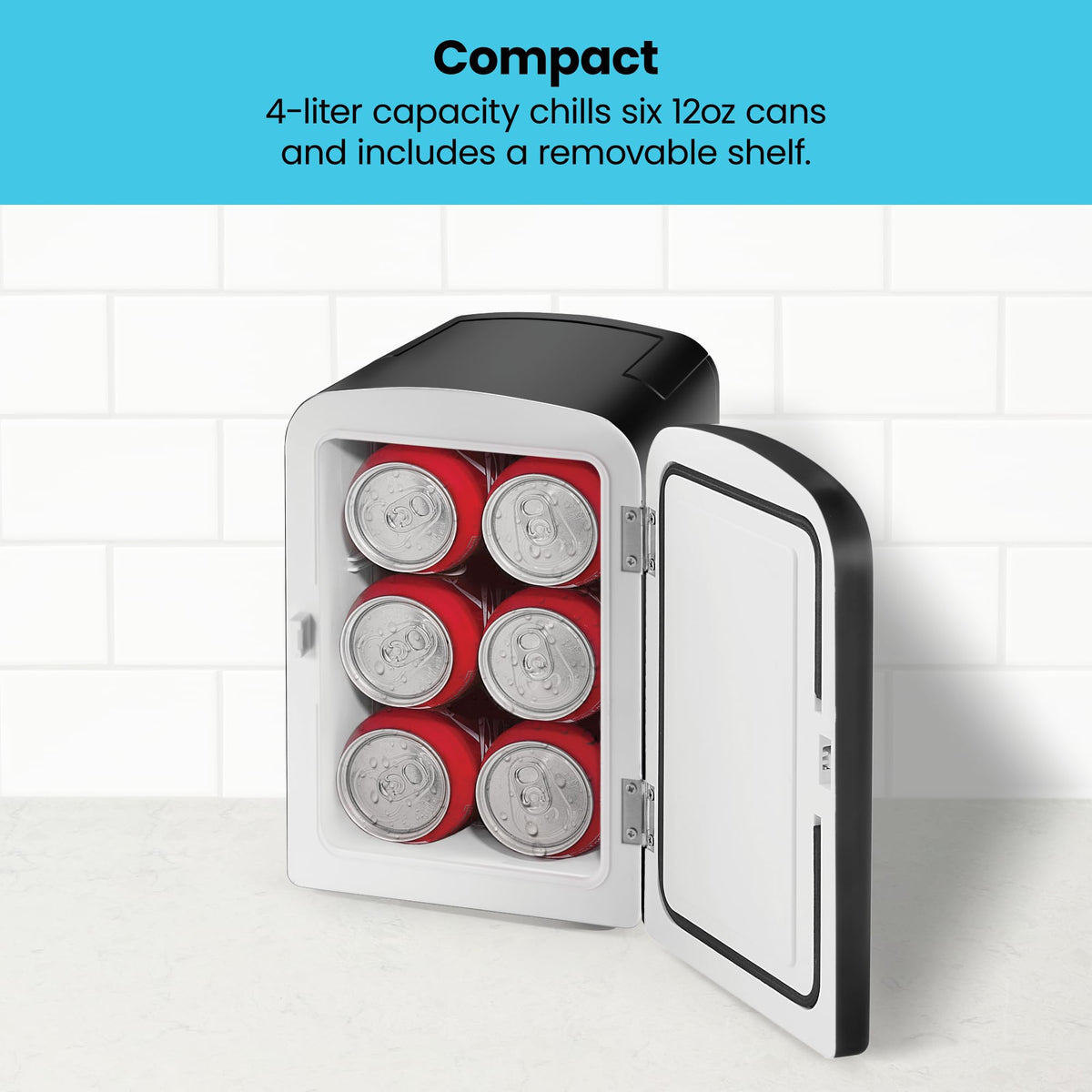 Portable 4 Liter Mini Fridge, Cools & Heats, Black B582399