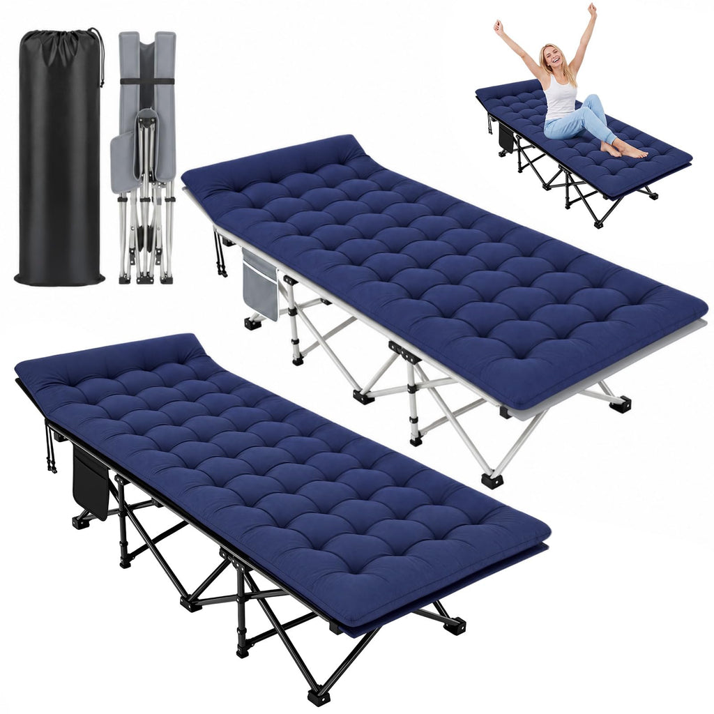 2 Pack Folding Camping Cot with Mattress D983