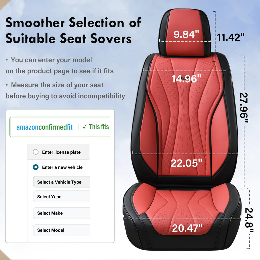 Black Red 2 Pack Leather Car Seat Covers M1839