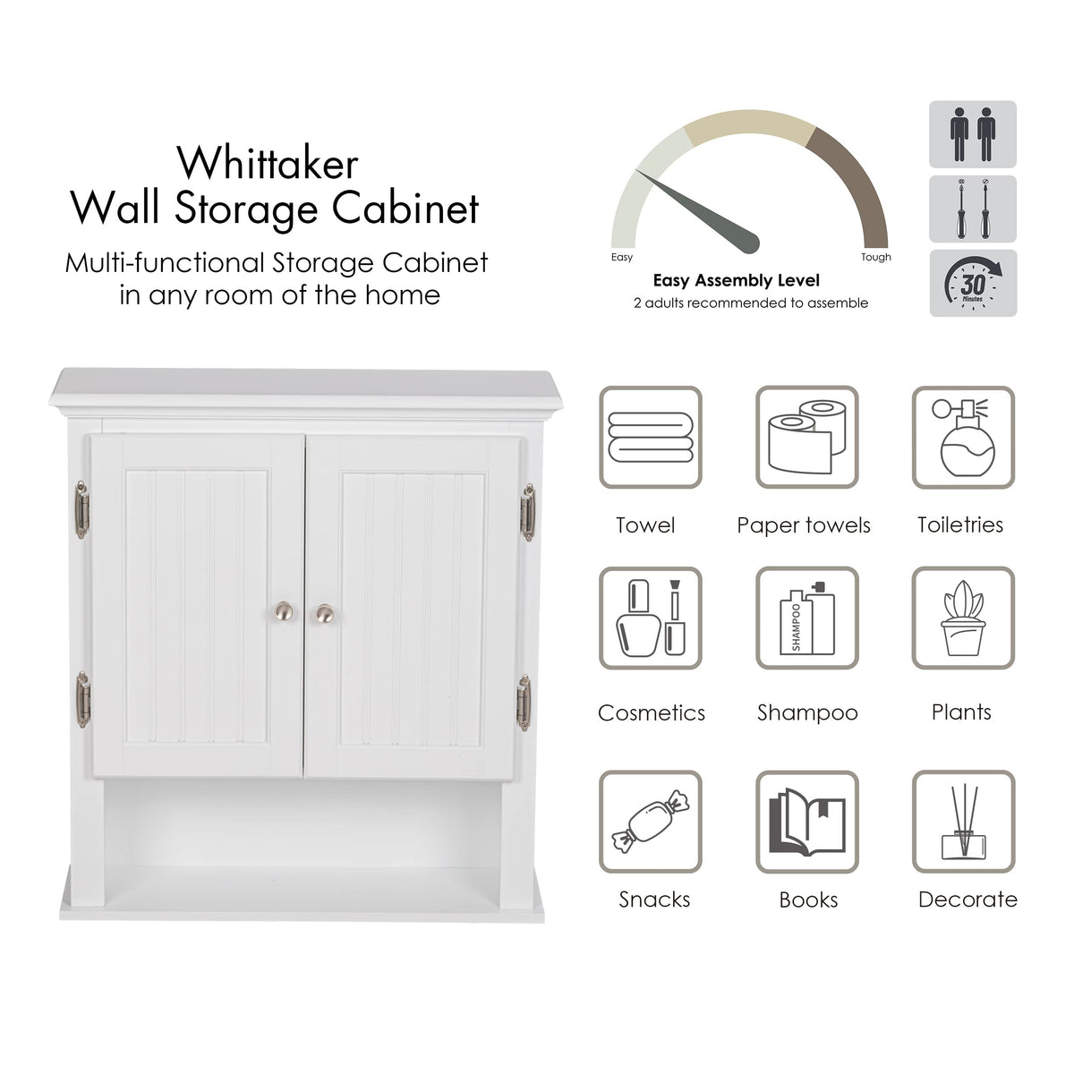 White Wall-Mounted Bathroom Cabinet T47608