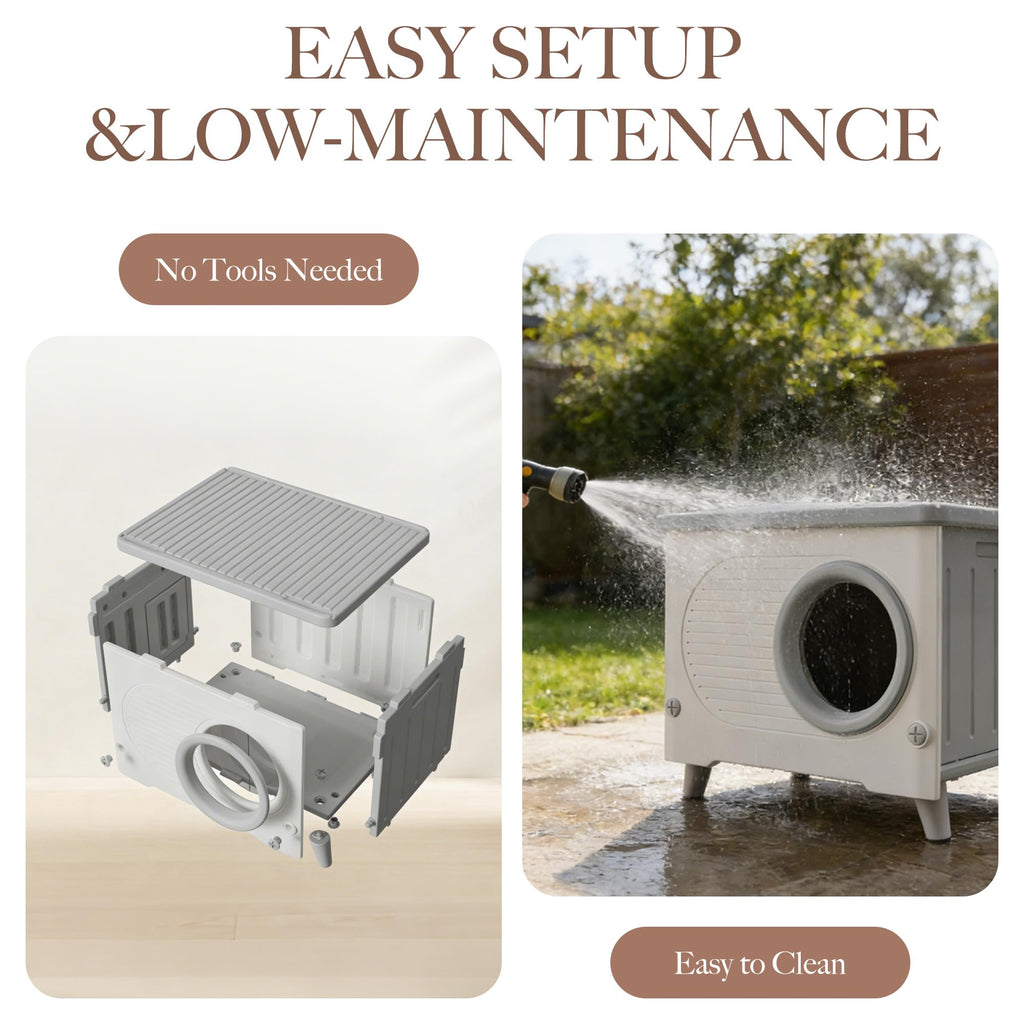 Weatherproof Outdoor Cat House with Escape Door K570