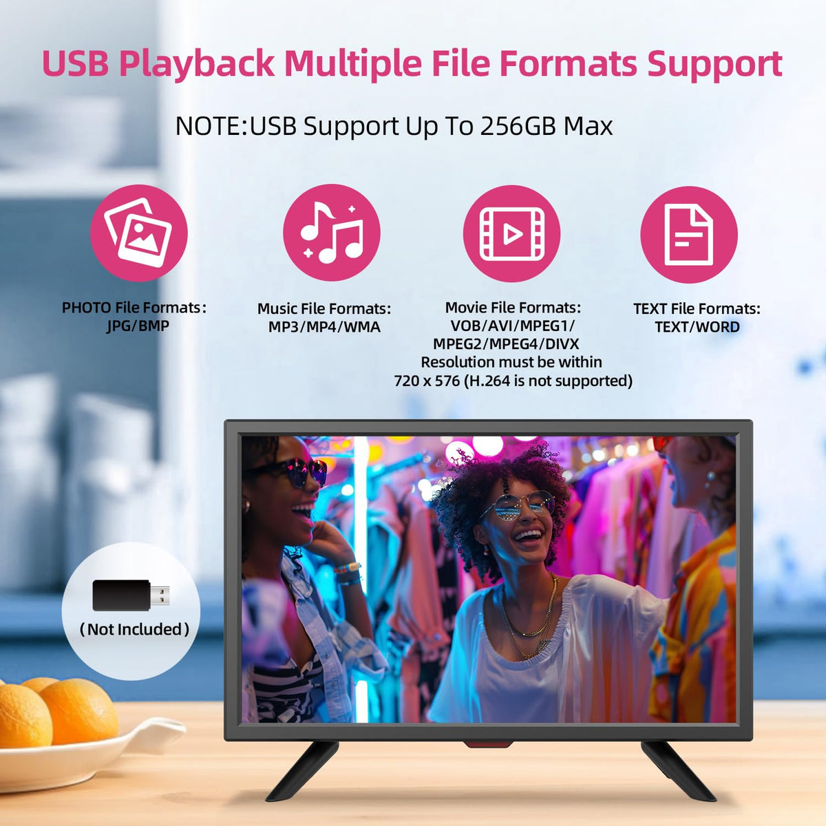 20 inch Flat Screen TV with HDMI USB VGA Ports F73662
