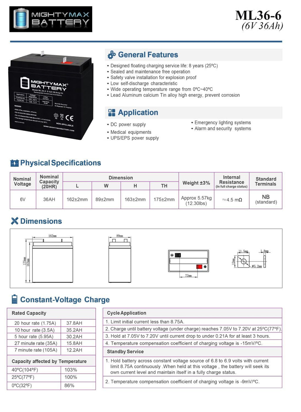 6V 36Ah AGM Battery 4 Pack I857