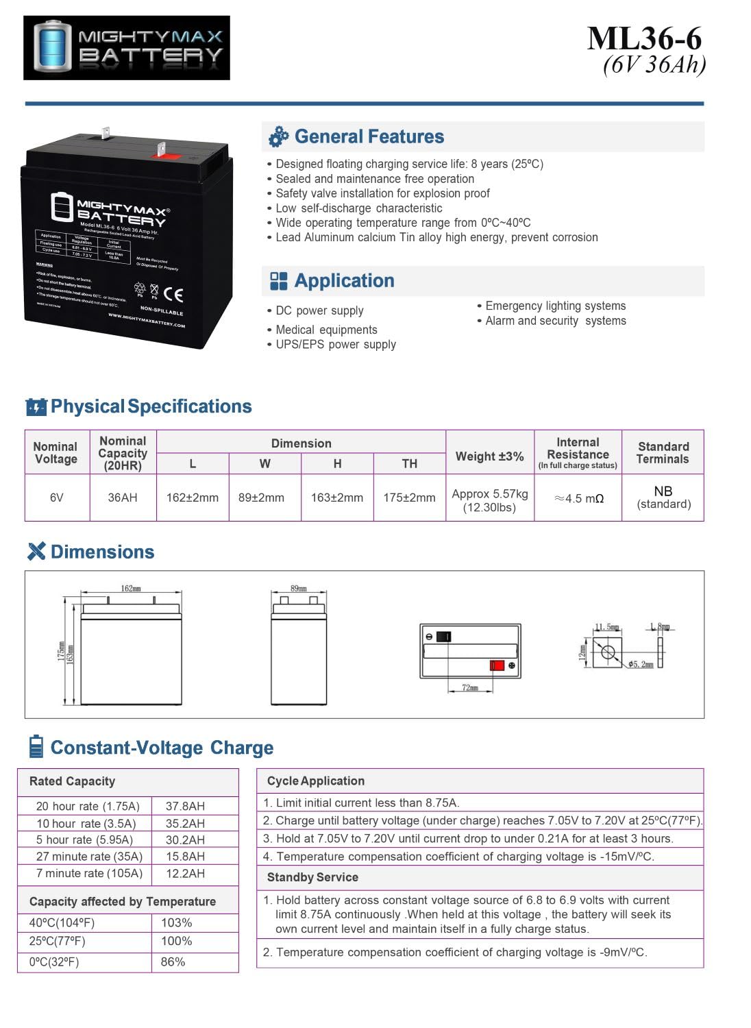 6V 36Ah AGM Battery 4 Pack I857