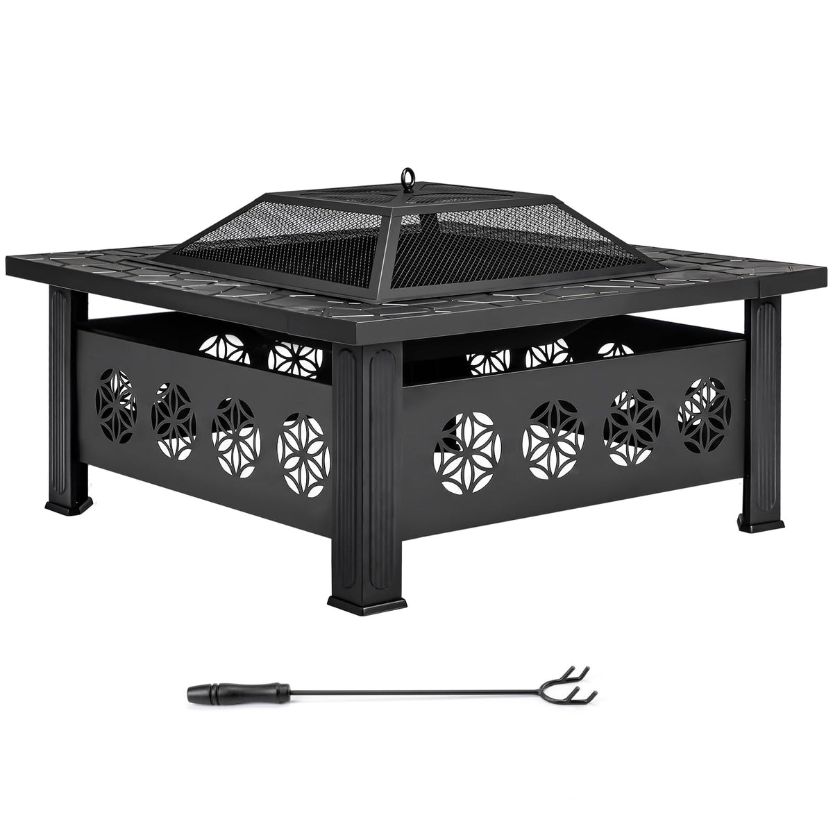 32 Inch Square Wood Burning Fire Pit Table E53769