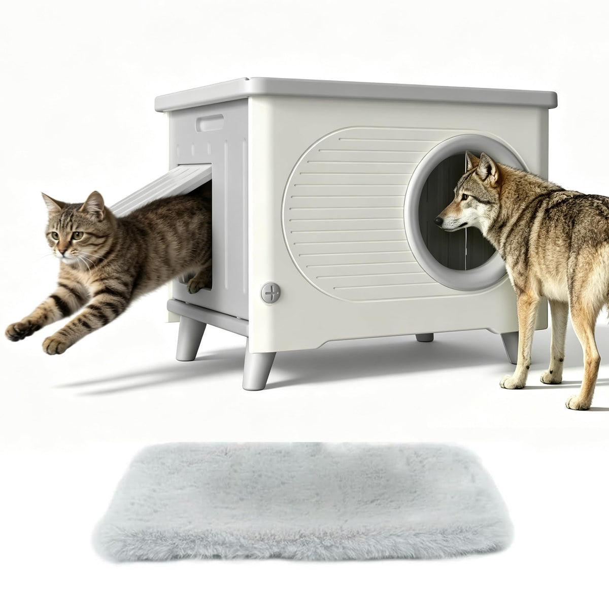 Weatherproof Outdoor Cat House with Escape Door K570
