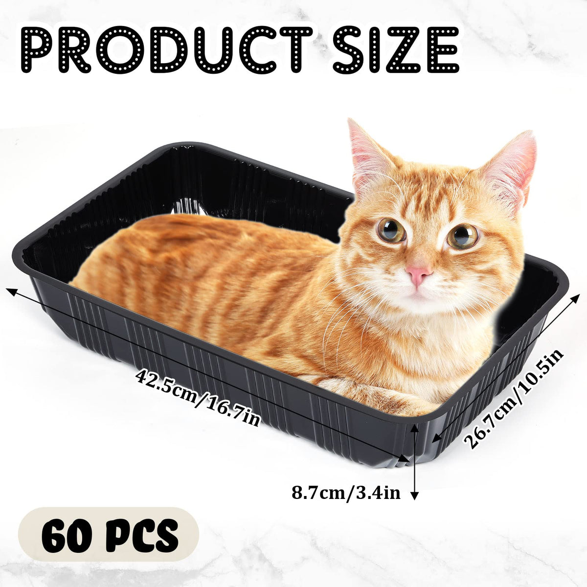 60 Pack Disposable Litter Boxes for Cats, Black X124159